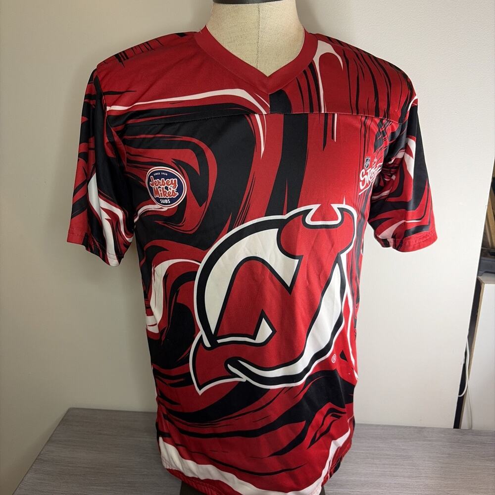 Two Sided NJ Devils street wear shirt Promo jersey mikes Large